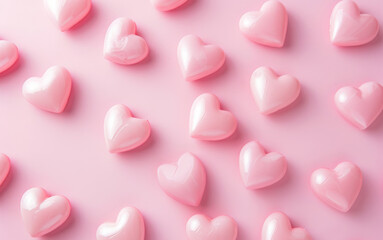 A pink heart shaped objects on pink background