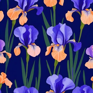 Orange and purple Lily flowers on blue background