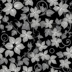 black and grey floral pattern.