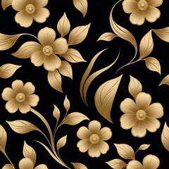 Golden Flowers on Black background 