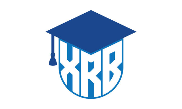XRB initial letter academic logo design vector template. school college logo, university logo, graduation cap logo, institute logo, educational logo, library logo, teaching logo, book shop, varsity
