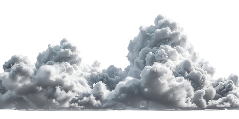 Cumulus clouds panoramic view, cut out transparent background