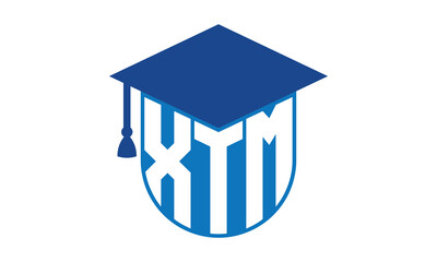 XTM initial letter academic logo design vector template. school college logo, university logo, graduation cap logo, institute logo, educational logo, library logo, teaching logo, book shop, varsity