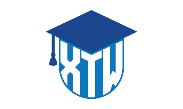 XTW initial letter academic logo design vector template. school college logo, university logo, graduation cap logo, institute logo, educational logo, library logo, teaching logo, book shop, varsity