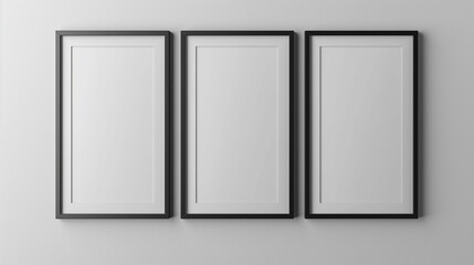 Blank frame mockup set design with black border on white background.Home decoration.Photo presentation.3d.