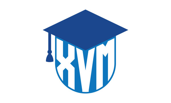 XVM initial letter academic logo design vector template. school college logo, university logo, graduation cap logo, institute logo, educational logo, library logo, teaching logo, book shop, varsity