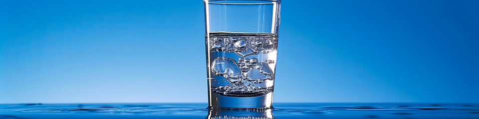 A glass of clear water signifies purity, vitality, and essential hydration. - obrazy, fototapety, plakaty