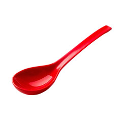Red plastic spoon isolated on transparent background.