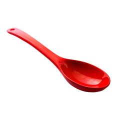 Red plastic spoon isolated on transparent background.
