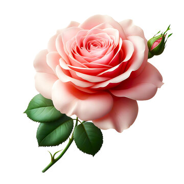 Pink rose flower isolated on transparent background, valentine's day, wedding, PNG Image