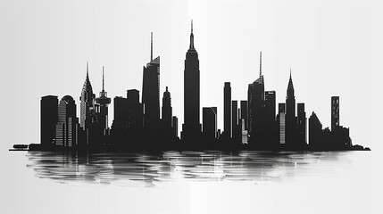 Architectural Silhouettes Design a featuring simplified silhouettes of iconic architectural landmarks or cityscapes rendered in black and white for a modern and urbaninspired aesthetic ,high detailed