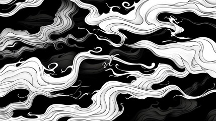 Organic Forms Craft a showcasing organic shapes and inspired by nature, such as waves, clouds, or tree branches, rendered in black and white for a modern 