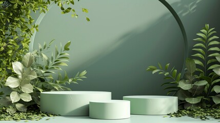 Green background podium product platform