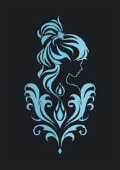 concept design idea of ​​woman and Fleur-de-lis ornament logo