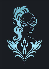 concept design idea of ​​woman and Fleur-de-lis ornament logo