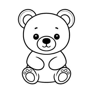 Cute Baby Bear Animal Outline, Bear Vector Illustration