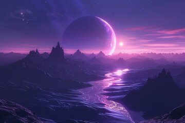 Ethereal Alien Landscape with Purple Hues