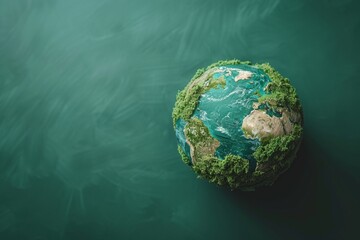 Green Earth Concept on Chalkboard Background