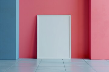 Minimalist Frame on Blue and Red Wall