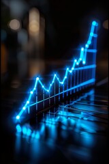 A three-dimensional line graph illustrating the upward trend. The topic of business, investment and finance - obrazy, fototapety, plakaty
