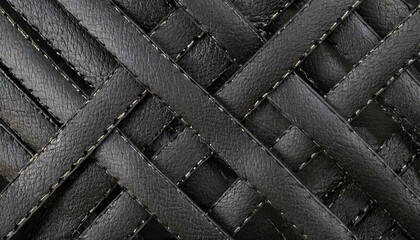 Black leather straps in a weave for use as a background - obrazy, fototapety, plakaty