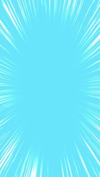 水色背景のシンプルな漫画風集中線の動画【縦長ビデオ】