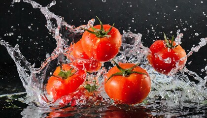 トマトと水しぶき
