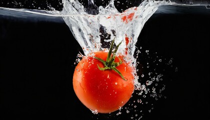 トマトと水しぶき