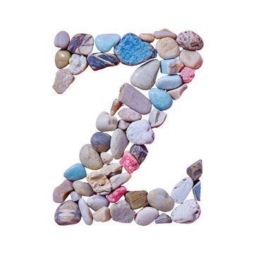 the letter z is made of rocks on a transparent background
