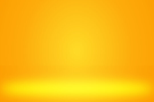 empty 3d studio room background in yellow gradient color,Smooth blur background like in a room with spot lights shining on the floor or on the stage,Vector illustration	

