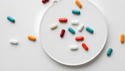 Medicinal Products, Different Colored Pills, Tablets and Capsules
