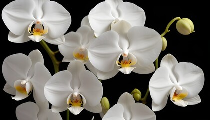 white moon orchid flowers isolated on a black background