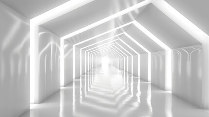 Fototapeta na wymiar White background 3D room light abstract space technology tunnel stage floor