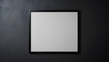A blank movie poster frame mounted on a dark wall