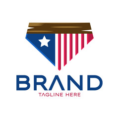 vector logo of wood combine with abstract American flag
