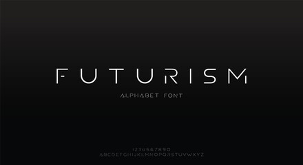 Fototapeta na wymiar Futurism style alphabet. Thin segment line font, minimalist type for modern futuristic logo, elegant monogram, digital device and hud graphic. Minimal style letters, vector typography design.