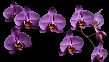 Fototapeta na wymiar purple moon orchid flowers isolated on a black background