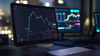 Stock market forex trading on computer screen - obrazy, fototapety, plakaty