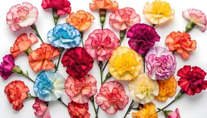 Top view beautiful multicolor carnation flower