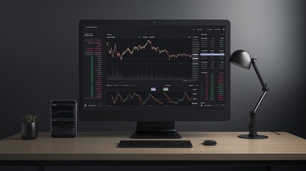 Stock market forex trading on computer screen