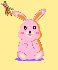 Cute Rabbit Cartoon Vector Icon Illustration