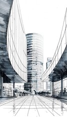 Sleek and Futuristic Architectural Design in an Urban Cityscape
