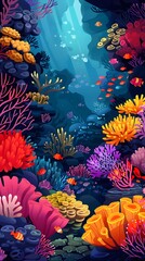 Fototapeta na wymiar Vibrant Underwater Coral Reef Bursting with Aquatic Life and Stunning Colors for Aquatic Themed Shoots