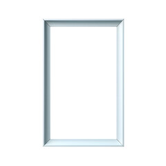 Plain light blue wooden photo frame on white and transparent background