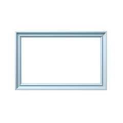 Plain light blue wooden photo frame on white and transparent background