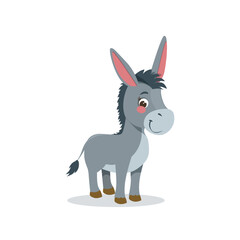 Cute donkey vector illustration, isolated on white background. Donkey in flat style, rural farming, - 771982908