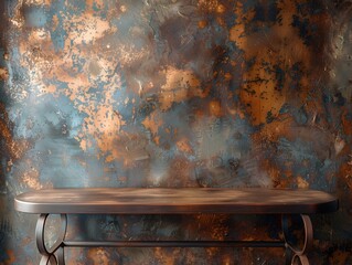 Burnished Copper Textured Wall Backdrop with Warm Rustic Atmosphere and Copy Space for Digital or Design