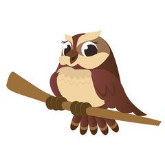 Cute vector owl characters. a wild bird on an isolated background. Vector illustration for website, alphabet