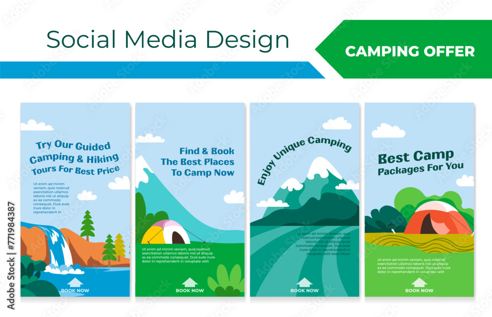 Wall mural Network web page set for summer camp offer promo