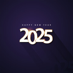 happy New year 2025, 2025 in flat style, RED background, festive illustration, white and gold numbers with a long shadow. Vector for postcards, greetings, creativity for 2025